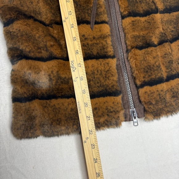 Womens Suede Faux Fur Reversible Vest Brown Black Boho Western Chic Size M - Picture 5 of 8